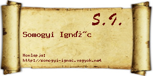 Somogyi Ignác névjegykártya
